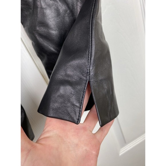 St. John By Marie Gray 2 100% Lamb Leather Pants Straight Leg Black Moto Biker - Picture 5 of 7